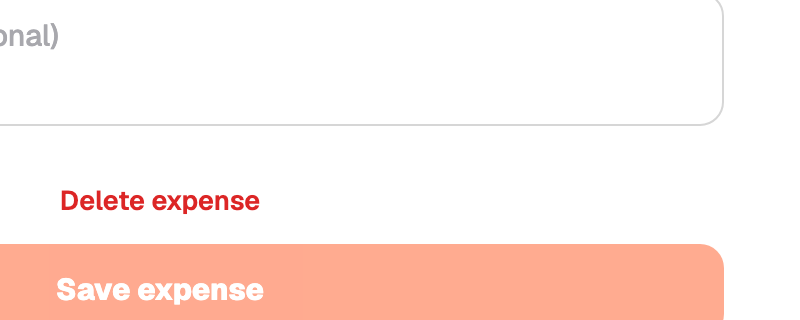 Delete expense button in the editor