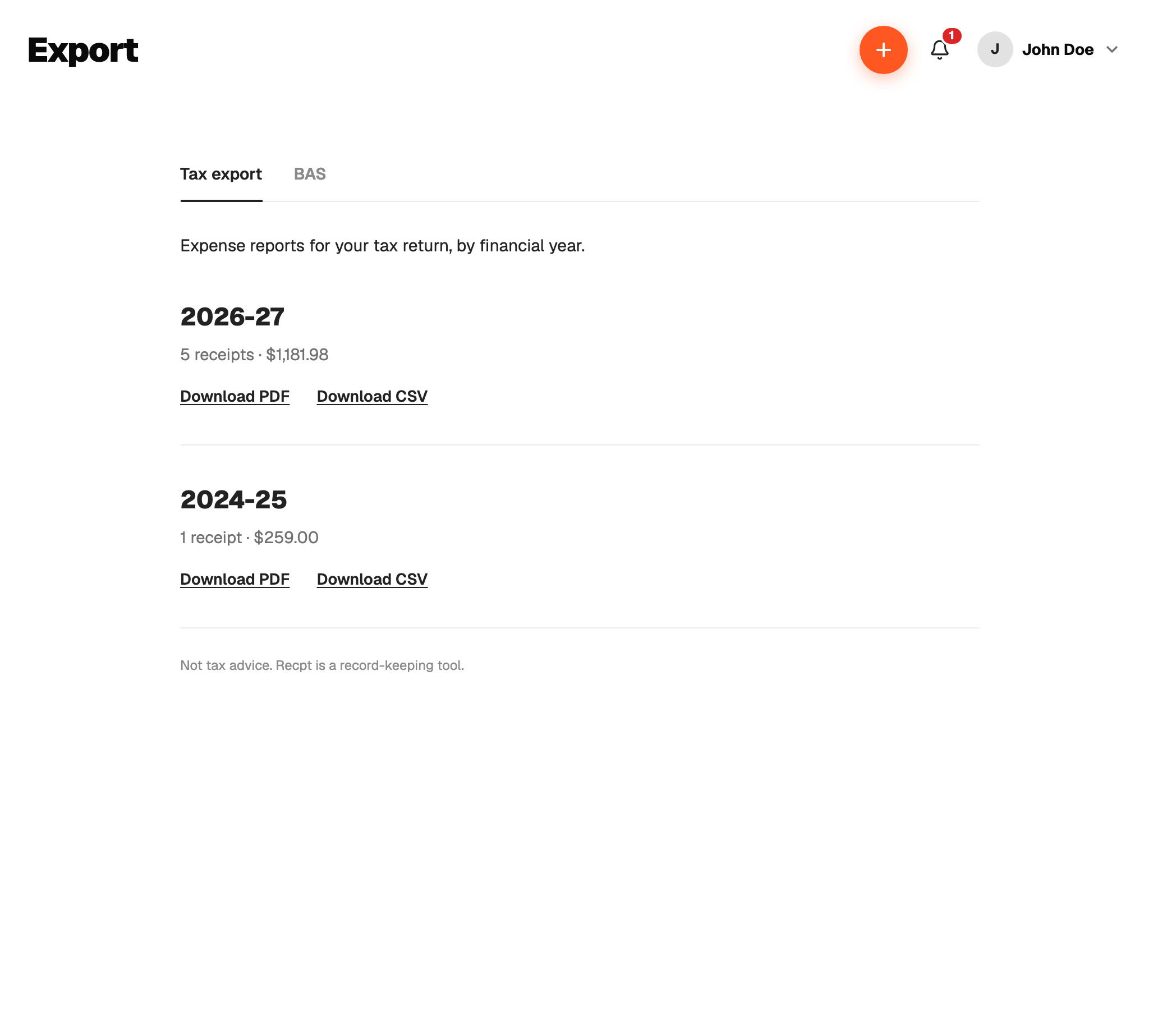 Export page