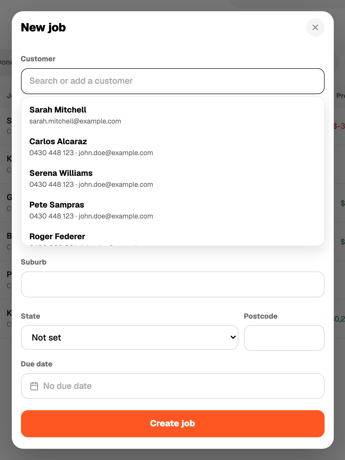 New job sheet