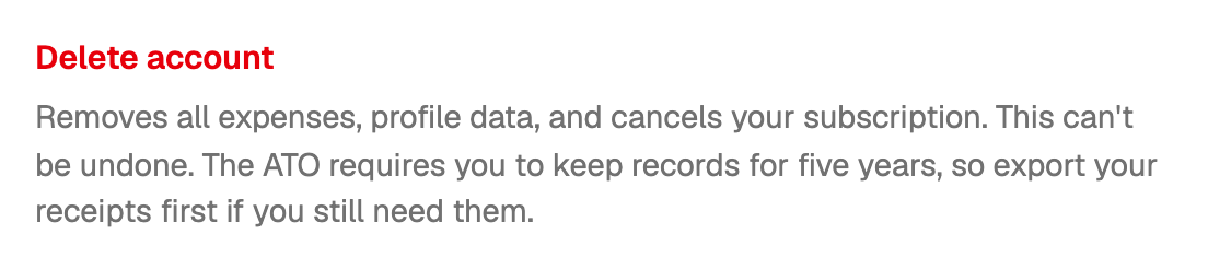 Delete account