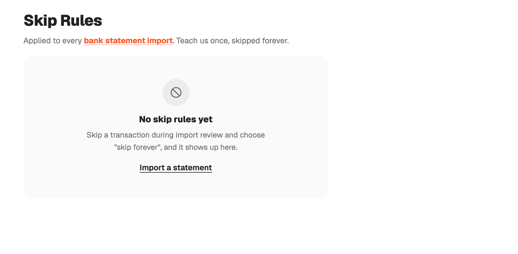 Skip rules
