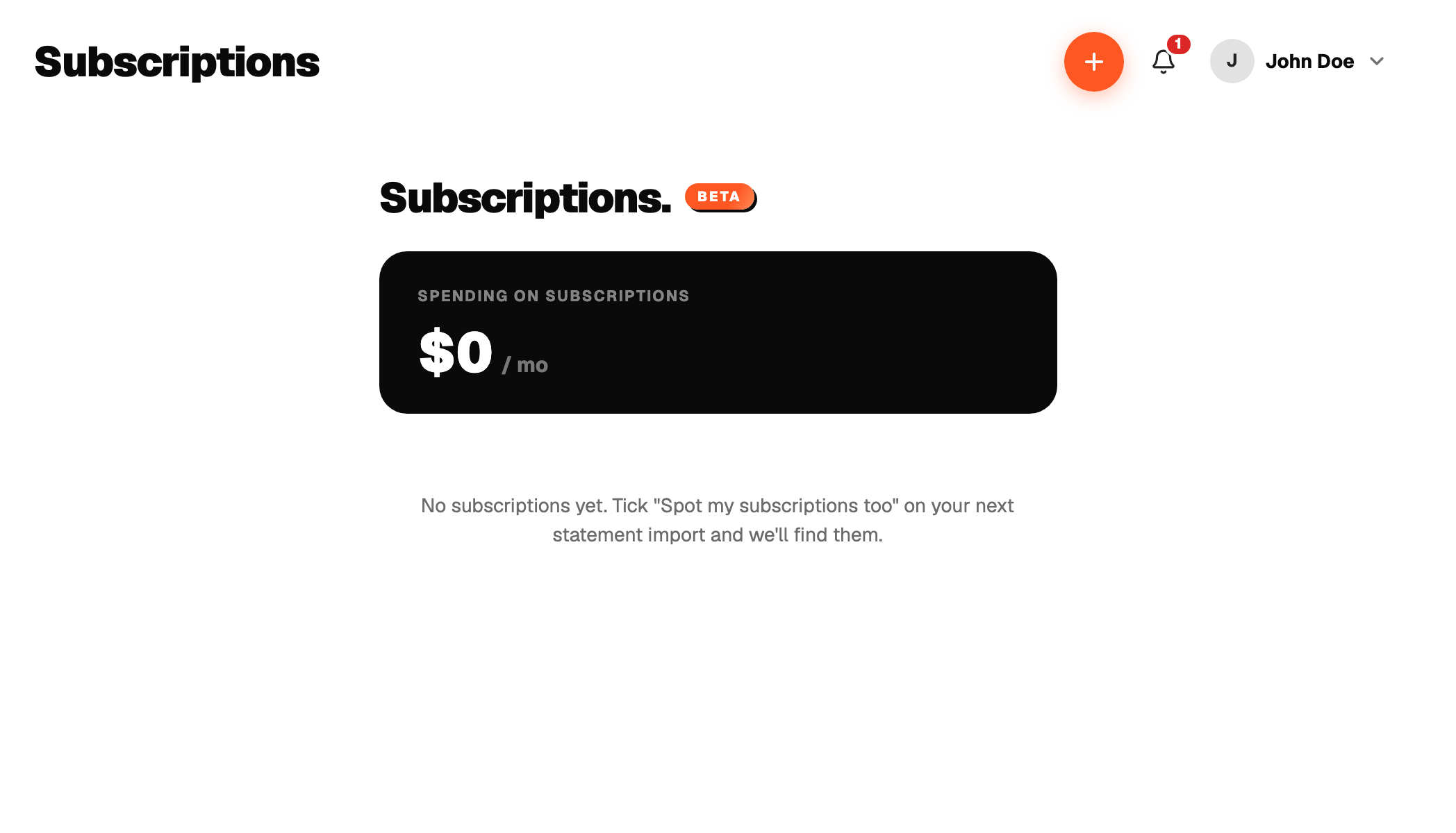 Subscriptions page